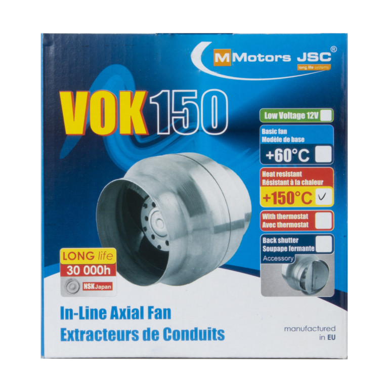 Heat-resistant duct fan VOK-T 150/⌀120mm, 240 m³ / h