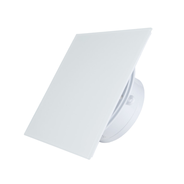 Low-voltage ultra-thin fan MMP LV 100, 90 m³/h, 12V, glass, matt white