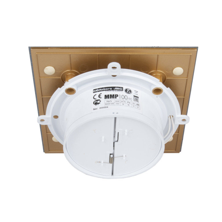 Designer ultra-thin fan MMP 100, 90 m³ / h, glass, gold mosaic