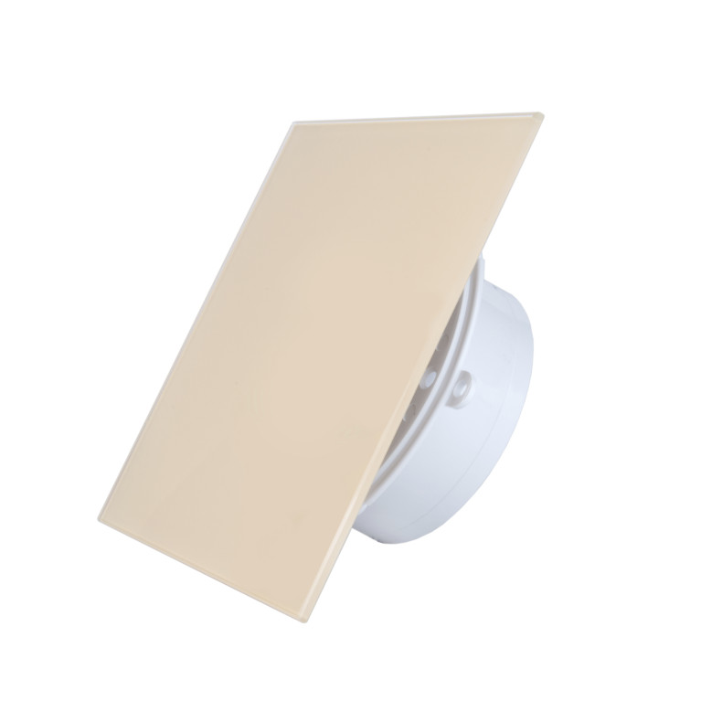 Low-voltage ultra-thin fan MMP LV 100, 90 m³/h, 12V, glass, cream