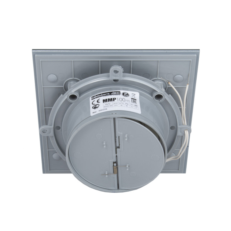 Designer super slim fan MMP 100, 90 m³ / h, glass, light gray with drops