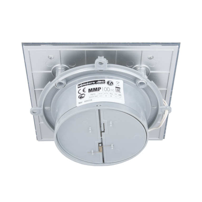 Designer ultra-thin fan MMP 100, 90 m³ / h, glass, chrome mosaic